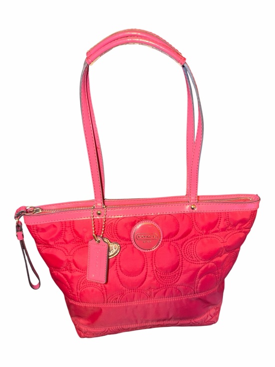 Coach Handbags - Coach Hot Pink Quilted Signature C Nylon Zip Tote Shoulder Bag F17088